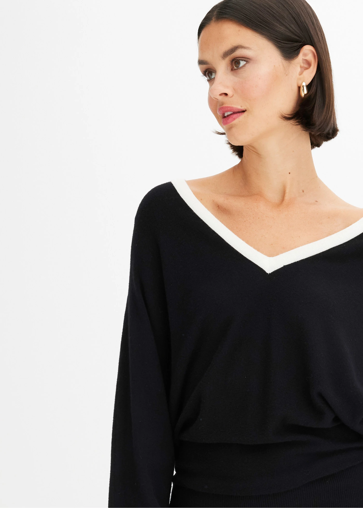 Gebreide jurk • zwart/wolwit • bonprix online shop