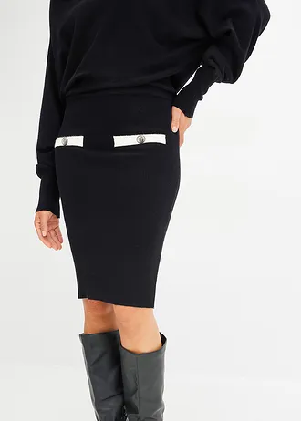 Gebreide jurk • zwart/wolwit • bonprix online shop