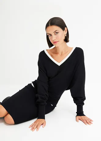 Gebreide jurk • zwart/wolwit • bonprix online shop