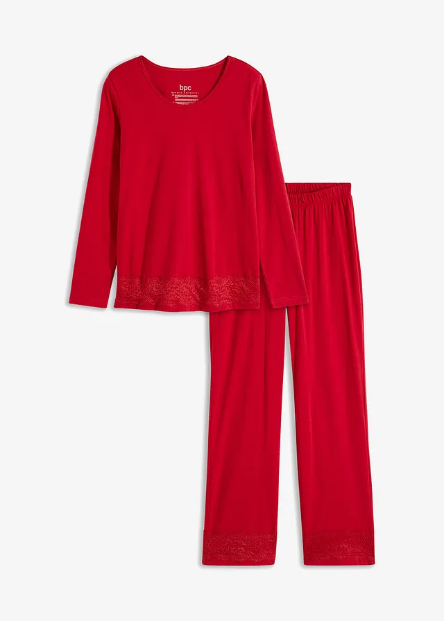 Pijama de damă din bumbac moale, cu dantelă