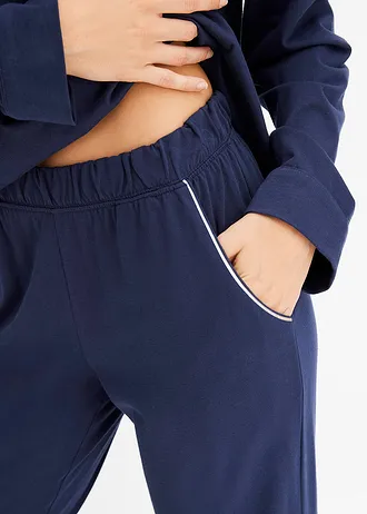 Pyjama en coton doux avec poches • bleu foncé • Boutique bonprix