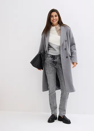 Slim fit jeans met stras • grey denim used • bonprix online shop