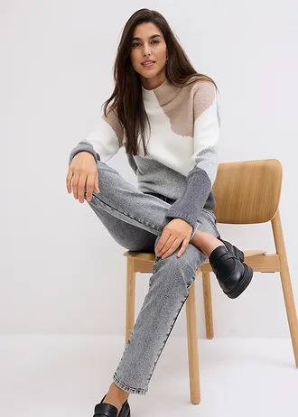 Slim fit jeans met stras • grey denim used • bonprix online shop