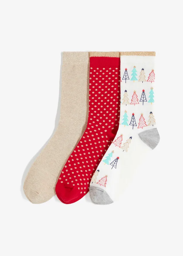 Șosete cu efecte lucioase și bumbac bio (3buc.)