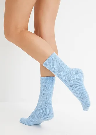 Skarpety relaksacyjne z szenili z poliestru z recyklingu (3 pary) • czarny+srebrny+jasnoniebieski • bonprix obchod