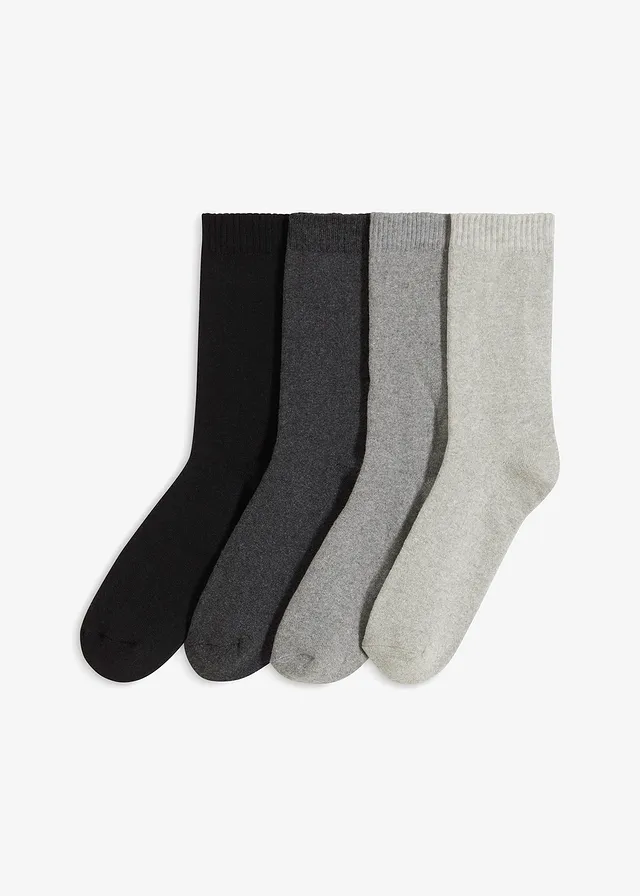 Lot de 4 paires de chaussettes thermiques en coton/éponge • noir + anthracite chiné + gris chiné + gris clair chiné • product-page.page-title-suffix