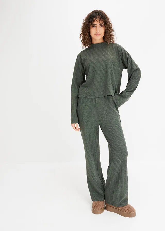Oversized loungewear, Kleur: donkergroen mêlee