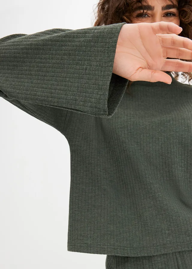 Ensemble d'intérieur oversize en tissu côtelé doux • vert foncé chiné • product-page.page-title-suffix