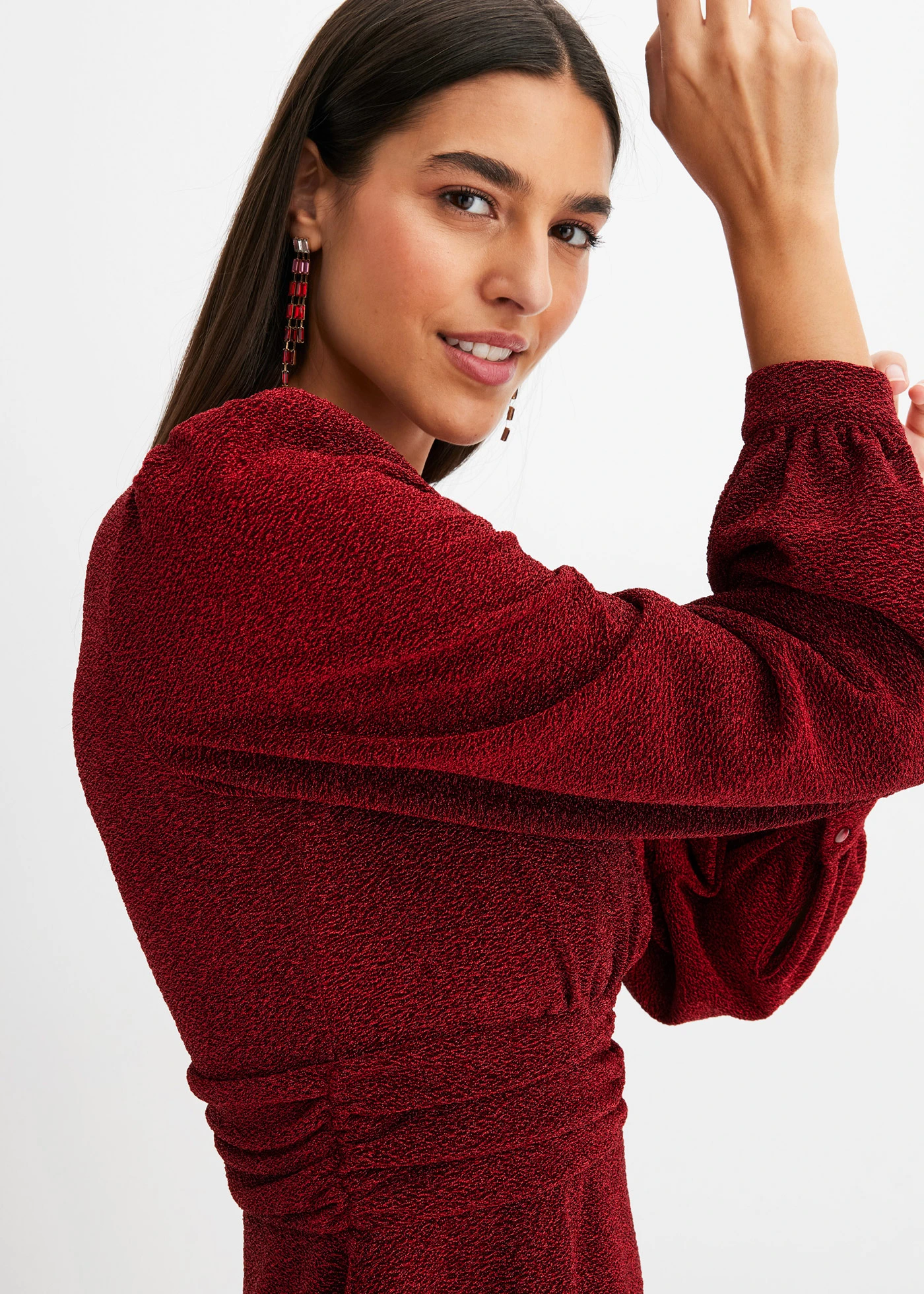 Mini jurk van glitterend materiaal • aardbeirood • bonprix online shop