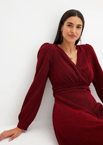 Mini jurk van glitterend materiaal • aardbeirood • bonprix online shop