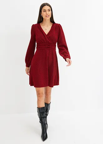 Mini jurk van glitterend materiaal, Kleur: aardbeirood