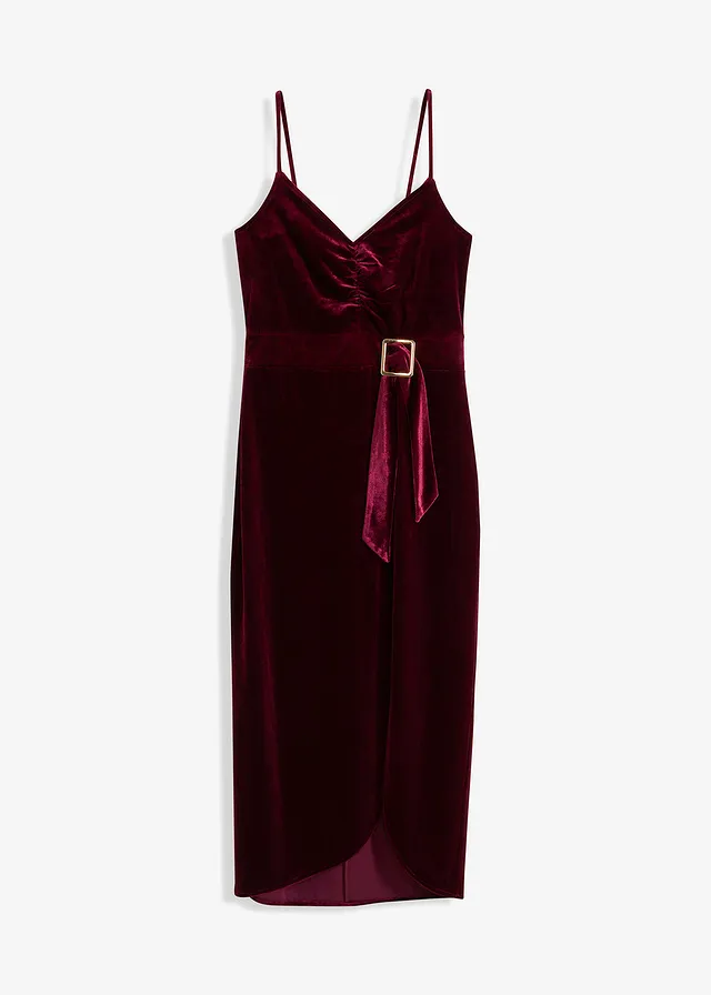 Rochie midi din catifea moale, cu bretele delicate