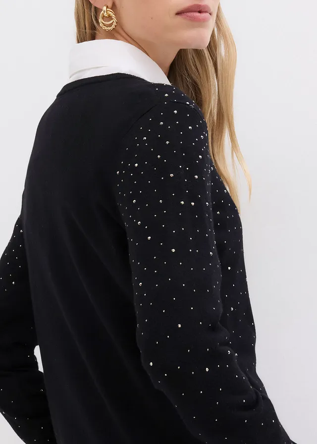 Vest met glittersteentjes • zwart • product-page.page-title-suffix
