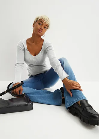 Jean bootcut taille mi-haute, extensible • bleu clair denim • Boutique bonprix