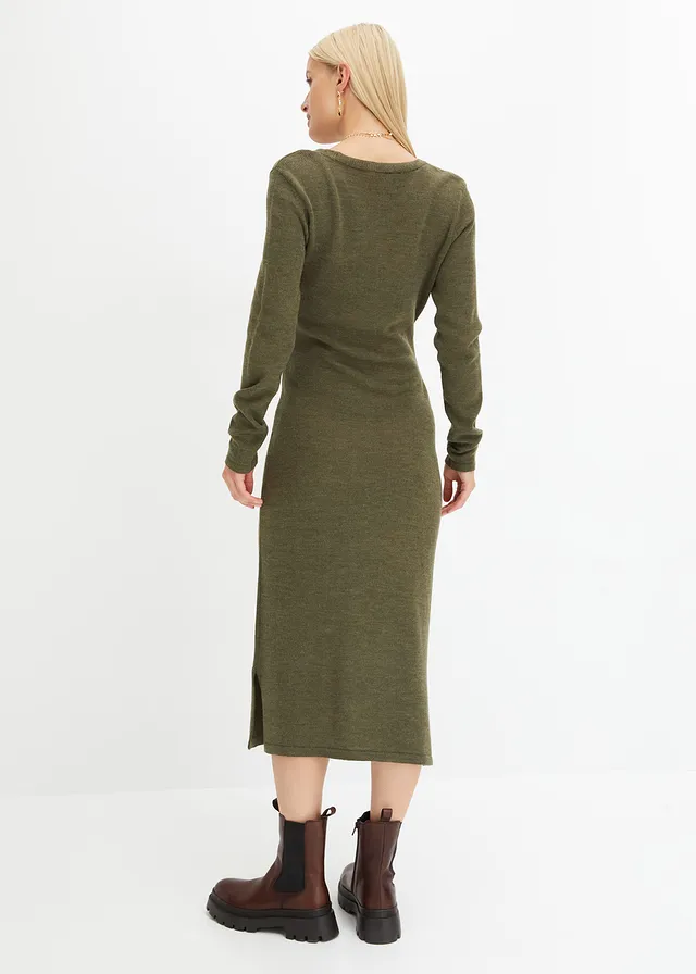 Robe midi en maille • olive foncé chiné • product-page.page-title-suffix