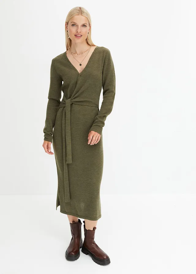 Robe midi en maille • olive foncé chiné • product-page.page-title-suffix