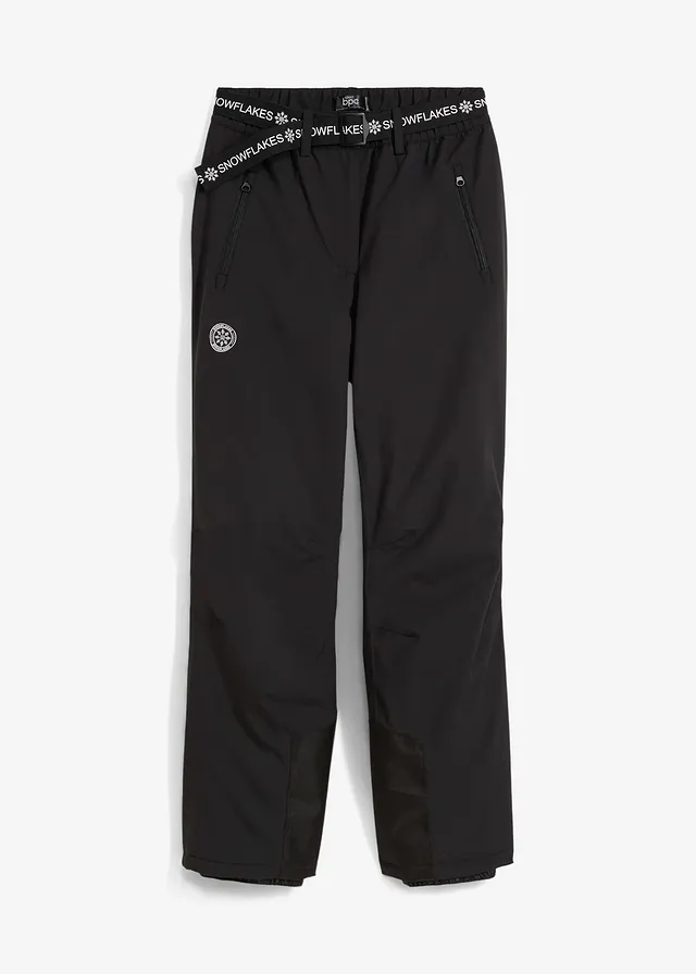Pantalon chaud de ski avec doublure polaire, imperméable, Couleur: noir