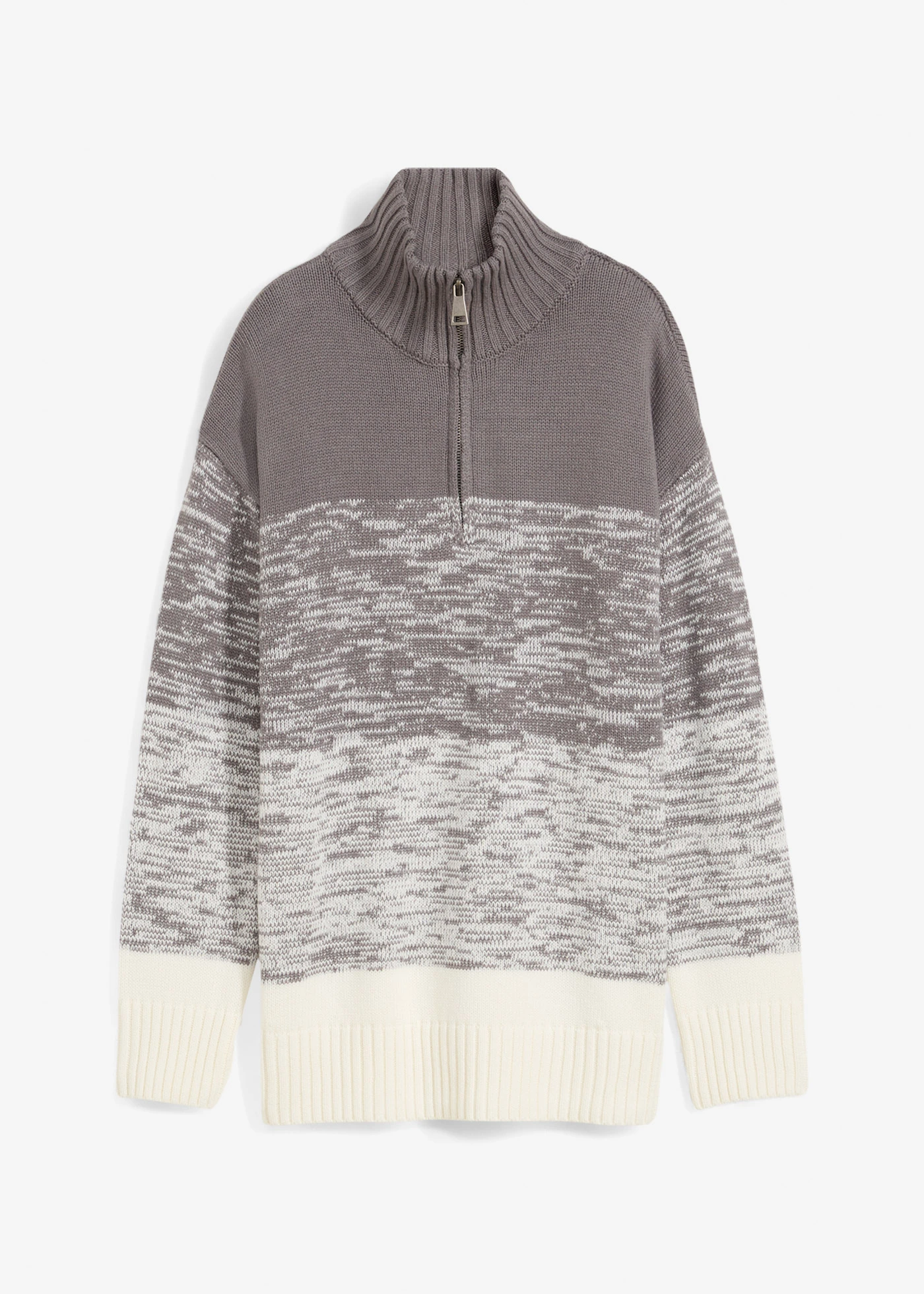 Pull camionneur à effet ombré • gris fumée-blanc cassé chiné • Boutique bonprix