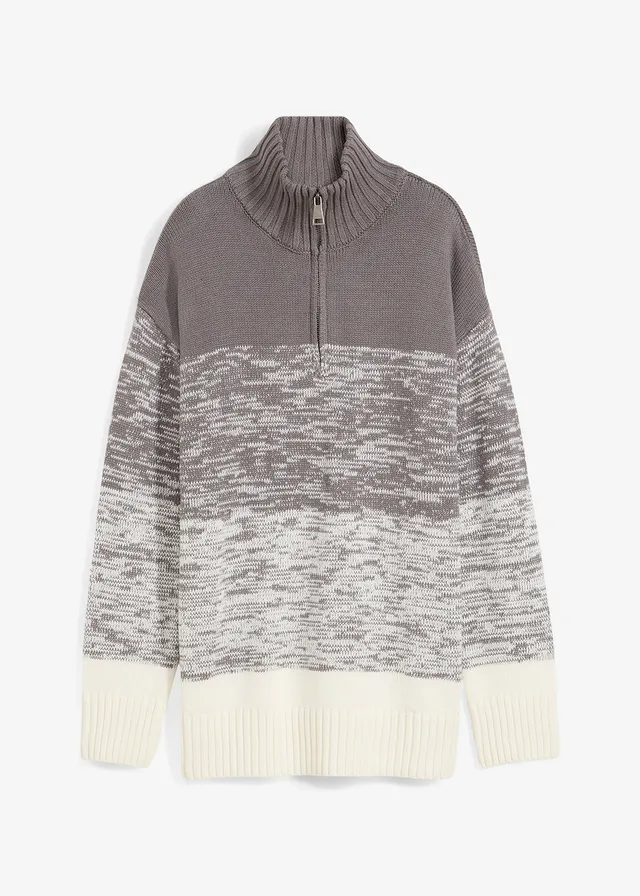 Pull camionneur à effet ombré • gris fumée-blanc cassé chiné • Boutique bonprix