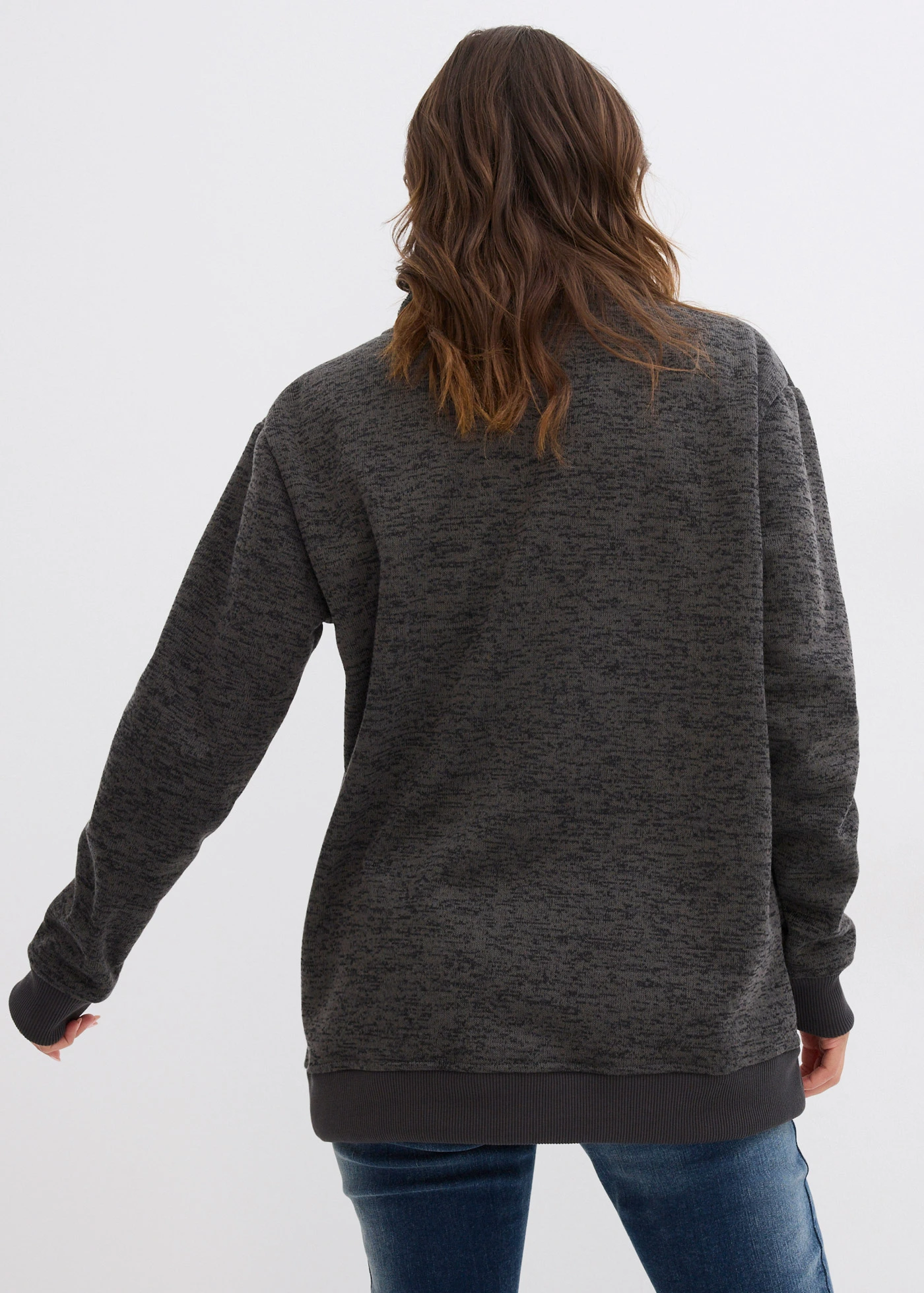 Lange, knuffelzachte sweater • antraciet gemêleerd • bonprix online shop