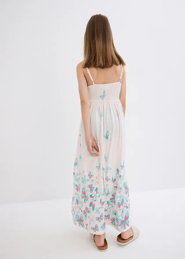 Meisjes maxi jurk van soepele viscose, Kleur: lichtroze
