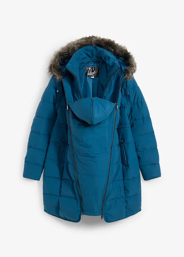 Gewatteerde zwangerschapsjas / draagjas, Kleur: blauwpetrol
