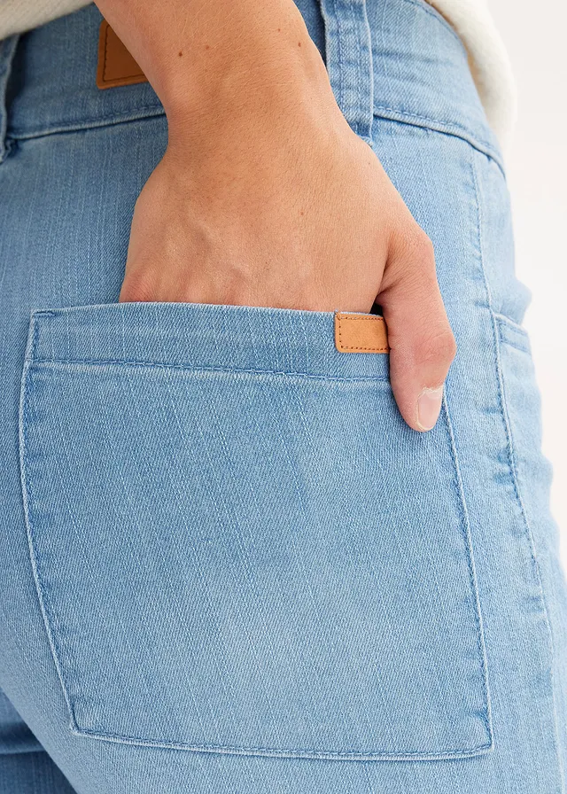 Jean droit taille haute, extensible • bleu clair denim used • product-page.page-title-suffix