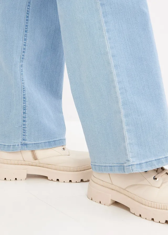 Wide leg stretch jeans, mid waist • lichtblauw denim used • product-page.page-title-suffix
