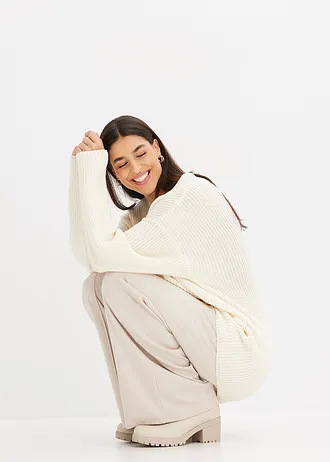 Oversized trui van een wolmix • crèmewit • bonprix online shop