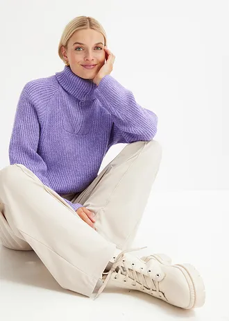 Geribde schipperstrui • softpaars • bonprix online shop