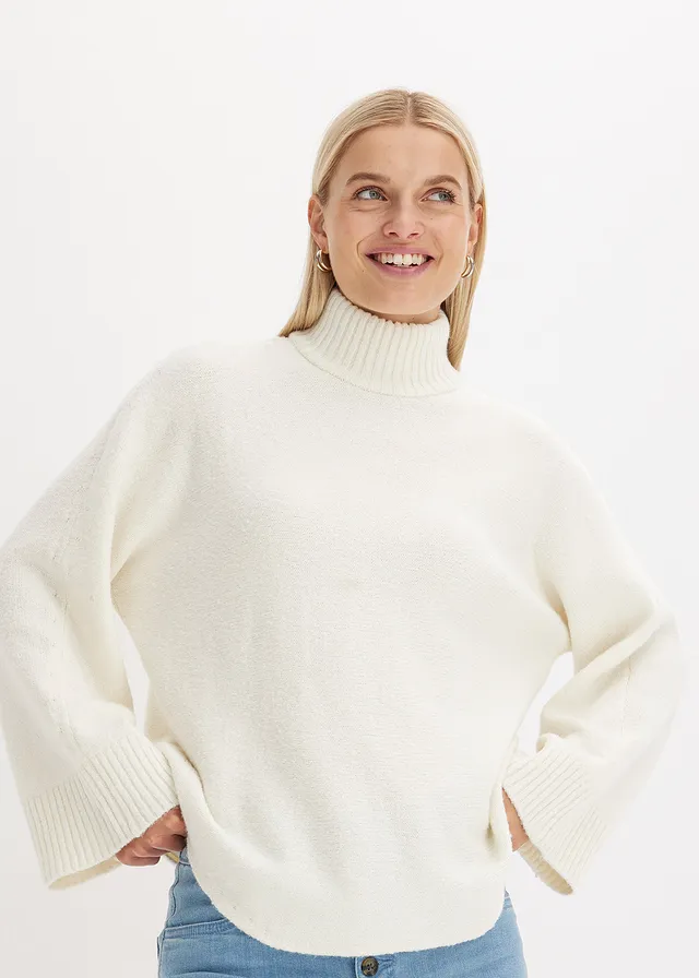 Pull à col montant, Couleur: crème