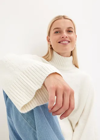 Svetr se stojáčkem • krémově bílá • bonprix obchod