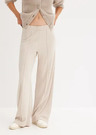 Jersey broek van comfortabel punto di roma, Kleur: kitt