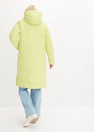 Lange gewatteerde jas met teddy voering in de capuchon • mintgroen • bonprix online shop