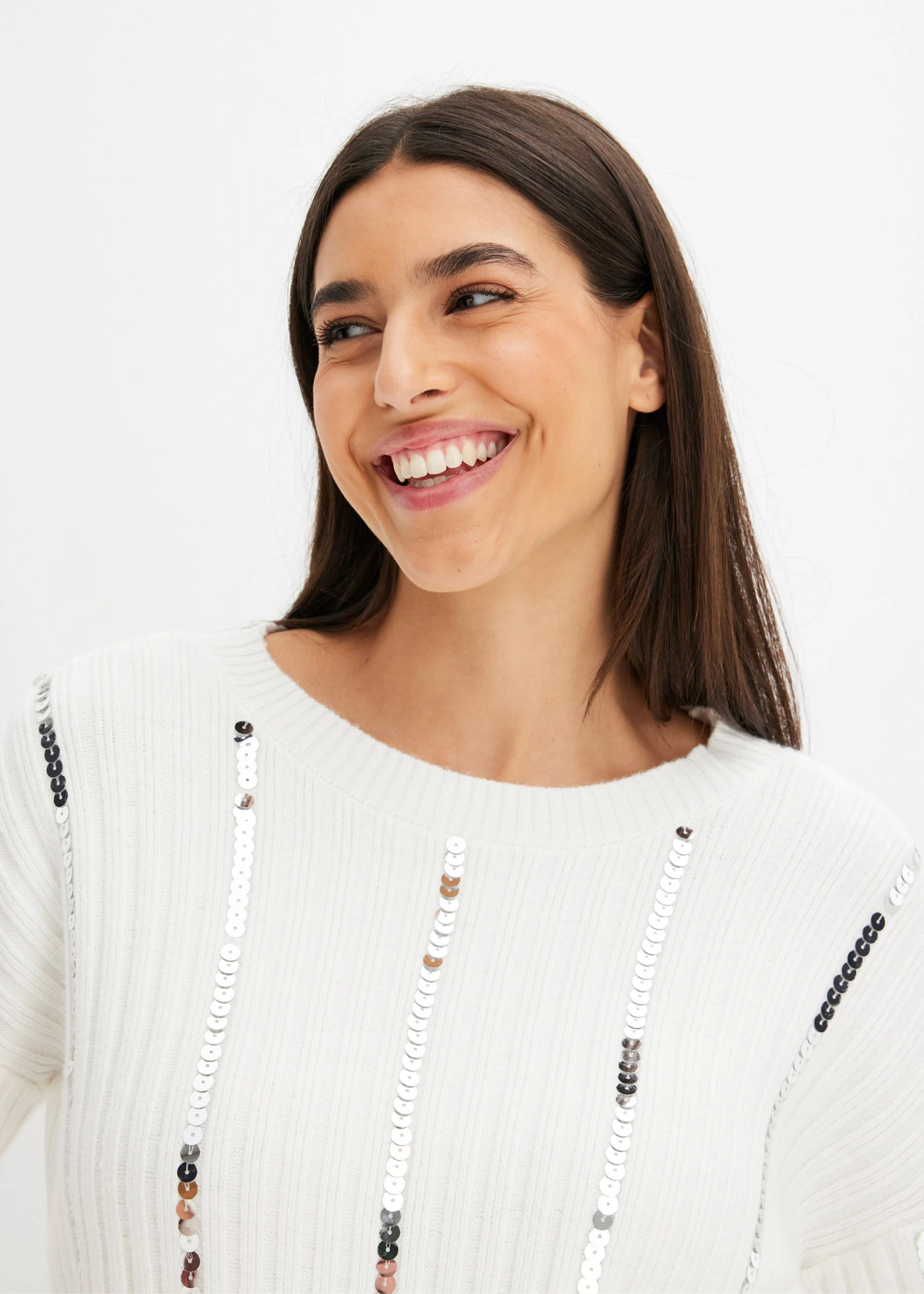 Geribde trui • wolwit-zilver • bonprix online shop