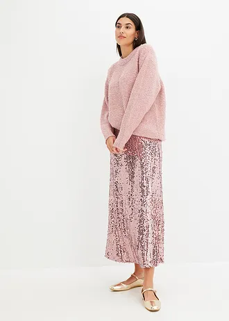 Oversized trui van bouclé, Kleur: asroze