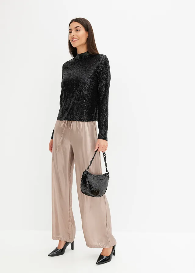 Blouse à sequins, Couleur: noir
