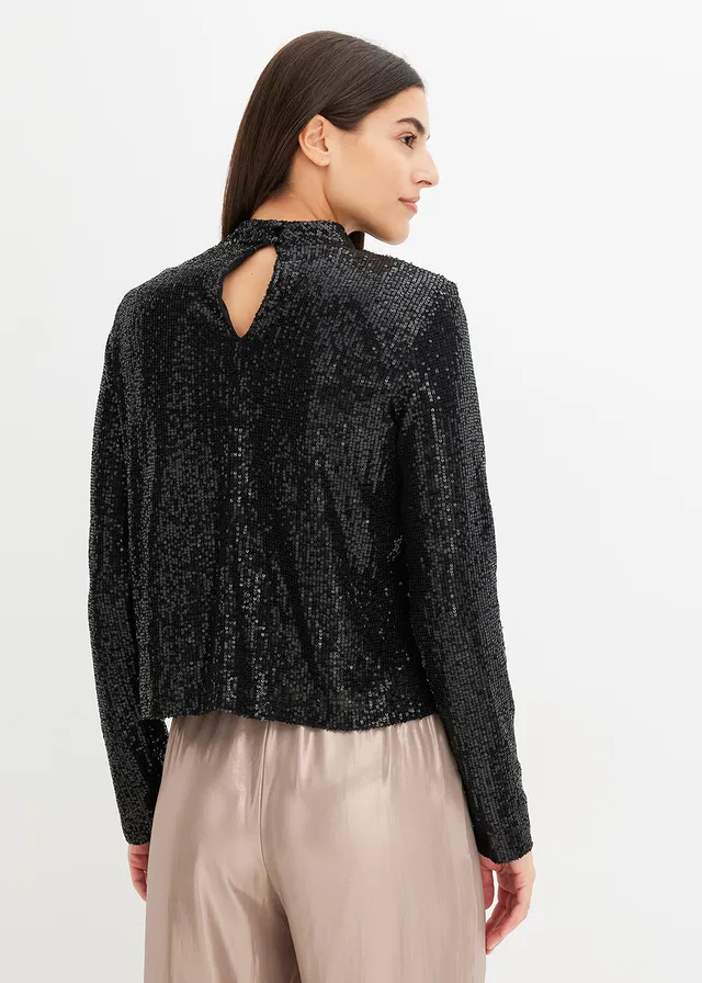 Blouse à sequins, Couleur: noir