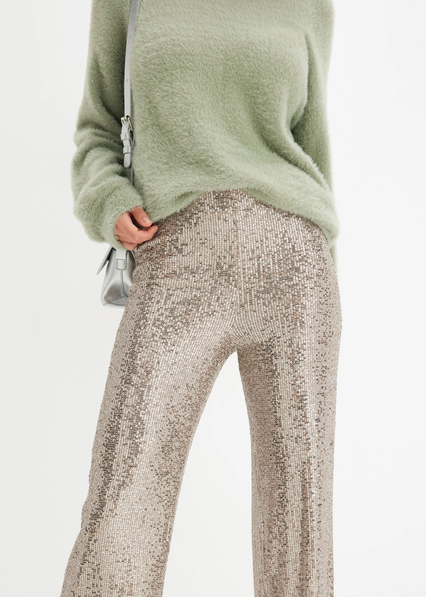 Pantalon en jersey à sequins • marron clair • Boutique bonprix