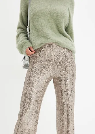 Pantalon en jersey à sequins • marron clair • Boutique bonprix