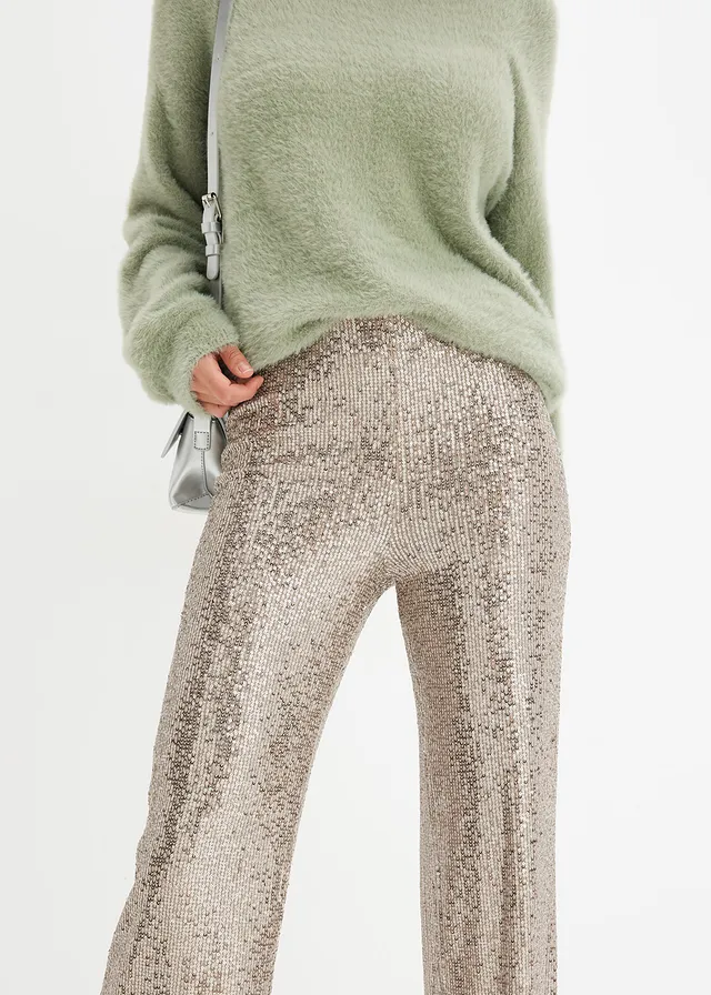 Pantaloni cu paiete • auriu deschis • magazin bonprix