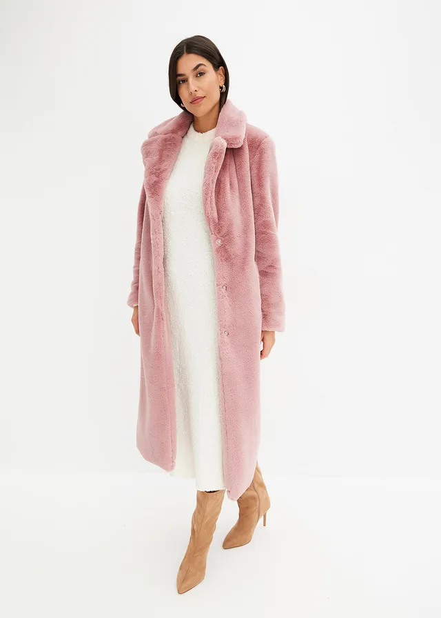 Manteau en fausse fourrure, Couleur: rose cendré