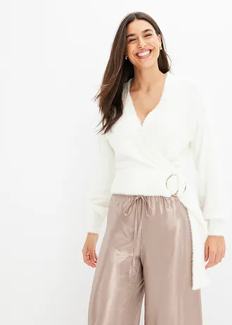 Zavinovací svetr s doplňkem • přírodní bílá • bonprix obchod