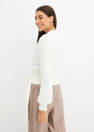 Zavinovací svetr s doplňkem • přírodní bílá • bonprix obchod