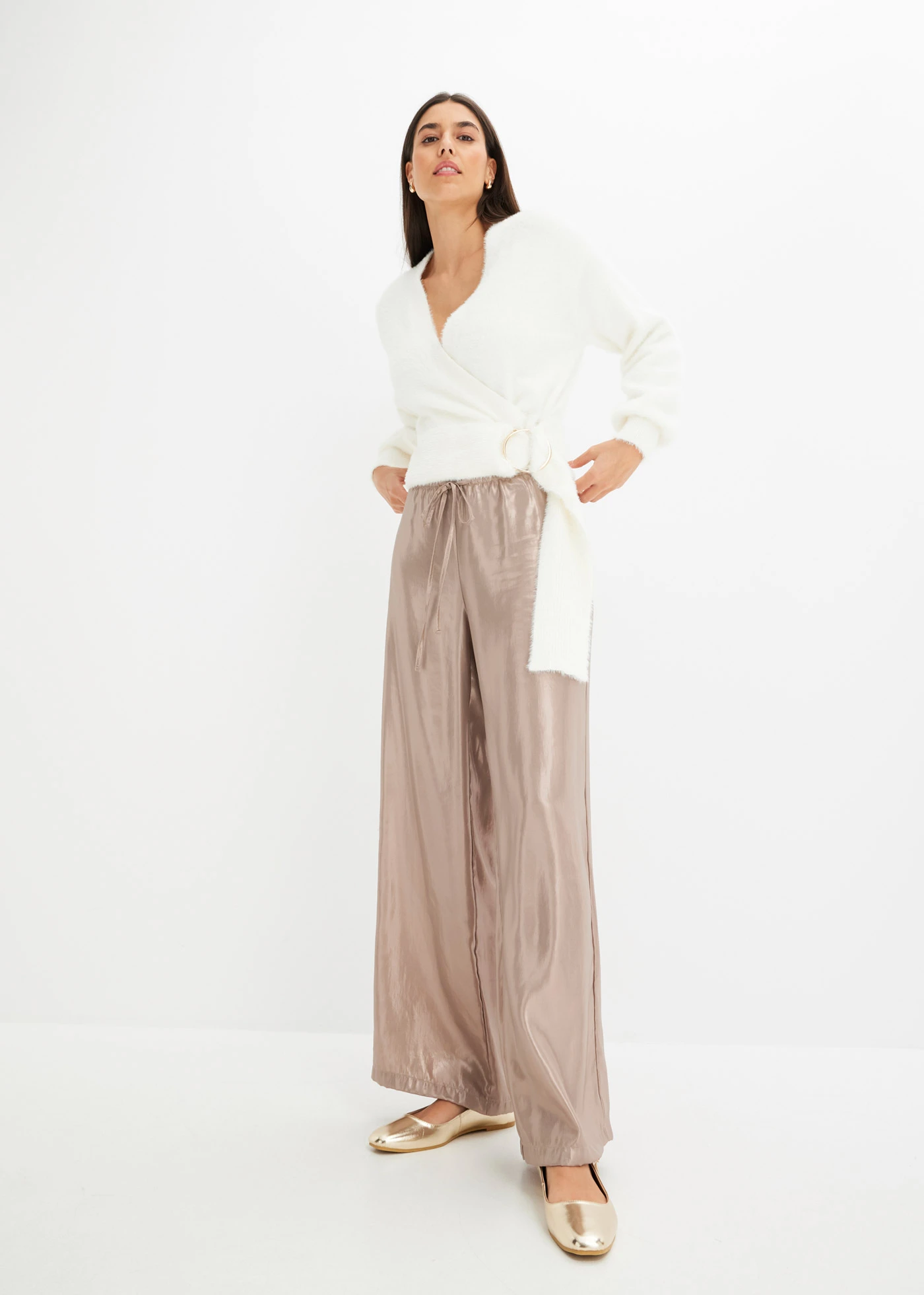 Zavinovací svetr s doplňkem • přírodní bílá • bonprix obchod