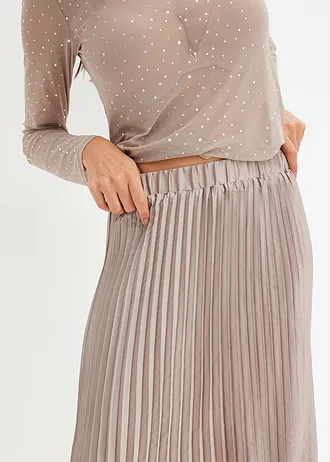 Jupe plissée en satin fin • gris pierre • Boutique bonprix