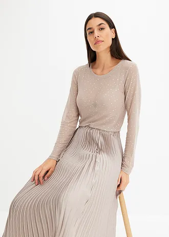 Longsleeve van glanzend mesh • natuursteen/zilver metallic • bonprix online shop