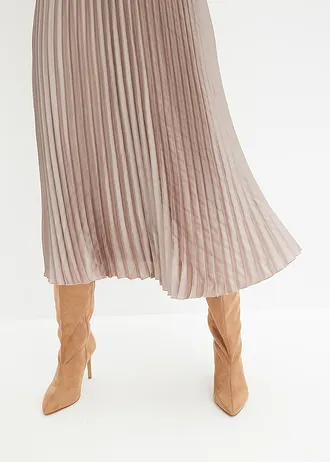 Jupe plissée en satin fin • gris pierre • Boutique bonprix