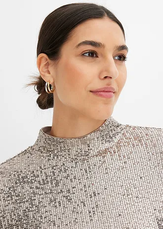 Halenka bez zapínání, s flitry • světle zlaté tóny • bonprix obchod