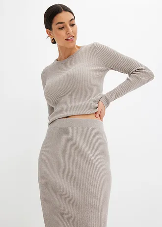 Jupe douce en maille • argenté-grès • Boutique bonprix